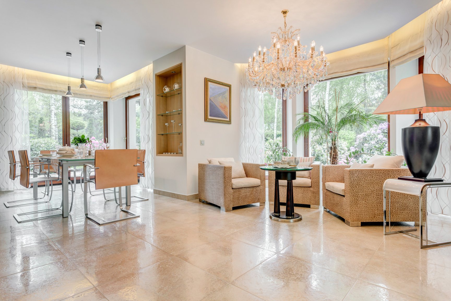 Glossy sitting and dinning room